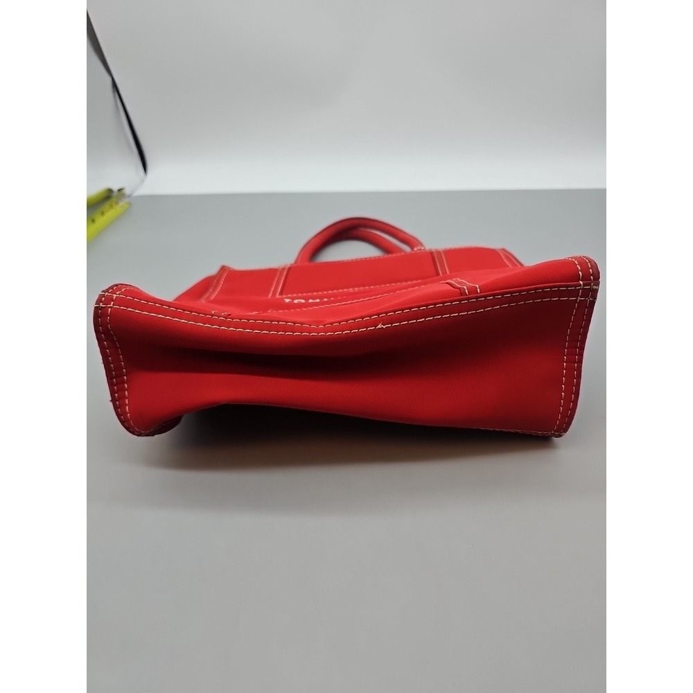 Vintage Tommy Hilfiger Red Canvas Tote Bag Beach Travel Vacation Picnic School - Picture 2 of 8